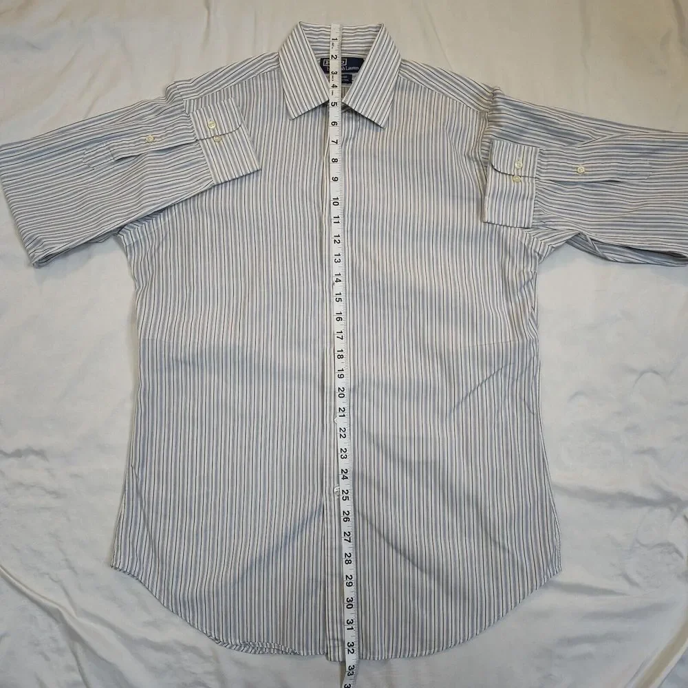 Polo By Ralph Lauren‎ Curham Pinstripe Button Down Long Sleeve Size 15 32/33